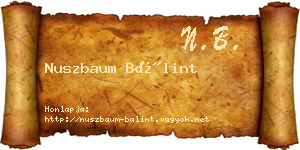 Nuszbaum Bálint névjegykártya